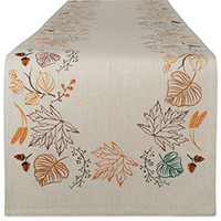 DII Autumn Leaves Embellished Table Runner 14x108"