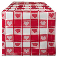 DII Hearts Woven Check Table Runner 14x108"