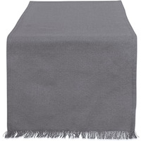DII Solid Gray Heavyweight Fringed Table Runner 14x108