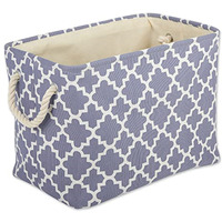 DII Polyester Bin Lattice Stonewash Blue Rectangle Large