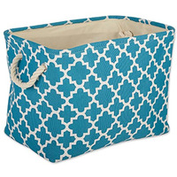 DII Polyester Bin Lattice Storm Blue Rectangle Medium