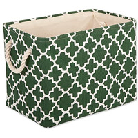 DII Polyester Bin Lattice Hunter Green Rectangle Small