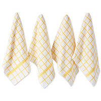 DII Yellow Windowpane Terry Dishtowel 4 Piece