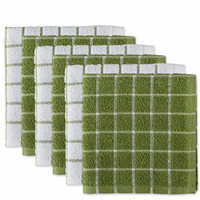 DII Antique Green Combo Windowpane Dishcloth Set of 6
