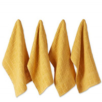 DII Solid Honey Gold Windowpane Terry Dishtowel 4 Piece