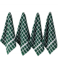 DII Dark Green Solid Windowpane Terry Dishtowel 4 Piece