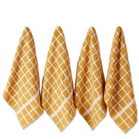 DII Honey Gold Solid Windowpane Terry Dishtowel 4 Piece