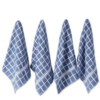 DII Stonewash Blue Solid Windowpane Terry Dishtowel 4 Piece