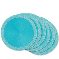 DII Aqua Round Fringed Placemat Set of 6
