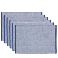 DII French Blue Eco-Friendly Chambray Fine Ribbed Placemat 6 Piece