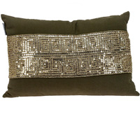 Parkland Collection Misty Transitional Olive Throw Pillow