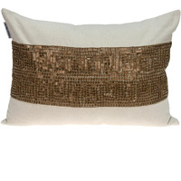 Parkland Collection Misty Transitional Beige Throw Pillow