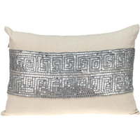 Parkland Collection Misty Transitional Beige Throw Pillow
