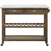 Sonoma Kitchen Cart with Drop-Leaf [Barnwood Wire-Brush]