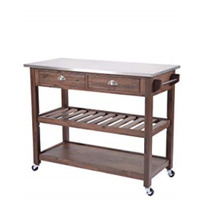 Sonoma Kitchen Cart with Stainless Steel Top [Chestnut Wire-Brush]