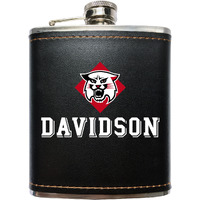 Davidson College Black Leather Wrapped Stainless Steel 7 oz Flask