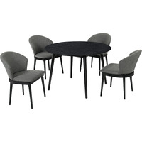 Arcadia and Juno 48" Round Charcoal and Black Wood 5 Piece Dining Set