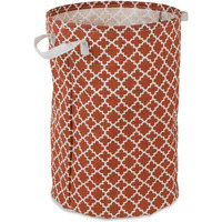 DII PE-Coated Cotton Polyester Laundry Hamper Lattice Cinnamon Round 13.5x13.5x20