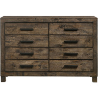 Wooden Dresser with 8 Drawers and Grain Details, Brown