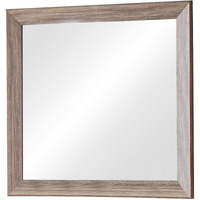 Mirror with Rectangle Wooden Frame and Washed Look, Brown