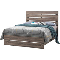 Queen Bed with Panel Headboard and Footboard, Brown