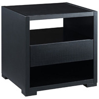 End Table with 2 Drawers and Open Compartments, Black