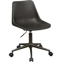 Fabric Office Chair with Curved Back and Contrast Stitching, Brown