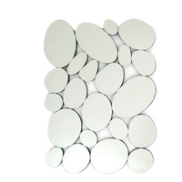 Frameless Beveled Mirror with Pebble Like Accent, Silver
