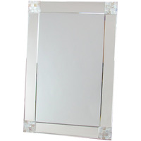 Rectangle Beveled Mirror with Mother of Pearl Accent, Silver