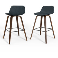 Randolph Bentwood Counter Height Stool (Set of 2) in Distressed Blue Faux Leather