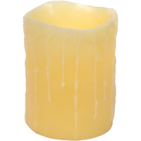 LED Wax Dripping Pillar Candle (Set of 3) 4"Dx5"H Wax/Plastic - 2 D Batteries Not Included