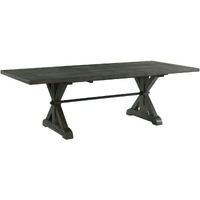 Sunset Trading Trestle 96" Rectangular Extension Pedestal Dining Table | Distressed Gray Wood