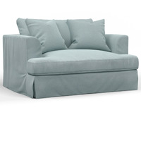 Sunset Trading Newport Slipcovered 52" Wide Chair and A Half | Stain Resistant Performance Fabric | 2 Throw Pillows | Ocean Blue