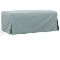 Sunset Trading Newport Slipcovered 44" Wide Ottoman | Stain Resistant Performance Fabric | Ocean Blue