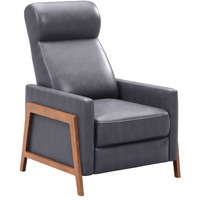 Sunset Trading Edge Pushback Leather Recliner | Manual Reclining Chair | Thin Track Arms | Gray