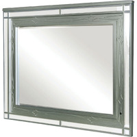 Mirror with LED and Mirrored Trim Accent, Silver