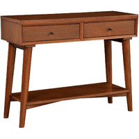 Console Table with 2 Drawers and Angled Legs, Brown