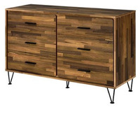 Dresser with 6 Drawers and Butcher Block Pattern, Brown