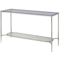 Sofa Table with Textured Obround Shelf, Silver