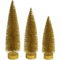 12"-14"-16" Gold Glitter Oval Tree 3/Set