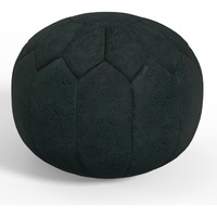 Drury Boho Round Pouf in Teal Patterened Genuine Leather