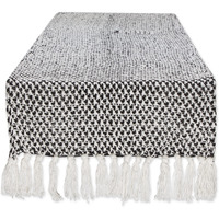 DII Black Woven Table Runner 15x72