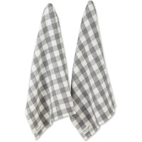 DII Dove Gray Checker Washed Waffle Dishtowel (Set of 2)