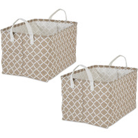 DII PE-Coated Cotton Polyester Laundry Bin Lattice Stone Rectangle Extra Large 12.5x17.5x10.5 (Set of 2)