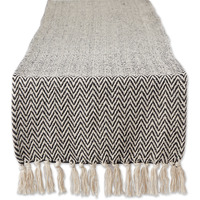 DII Black Chevron Handloom Table Runner 15x72