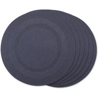 DII Stonewash Blue Round PVC Doubleframe Placemat 6 Piece