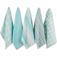 DII Asst Aqua Woven Dishtowels (Set of 5)