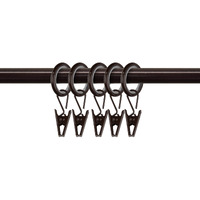 9/16 inch Noise-Canceling Curtain Rings w/clips (Set of 10) - Cocoa