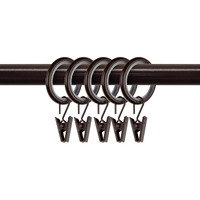 7/8 inch Noise-Canceling Curtain Rings w/clips (Set of 10) - Cocoa