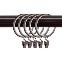 1-3/4 inch Noise-Canceling Curtain Rings w/clips (Set of 10) - Cocoa